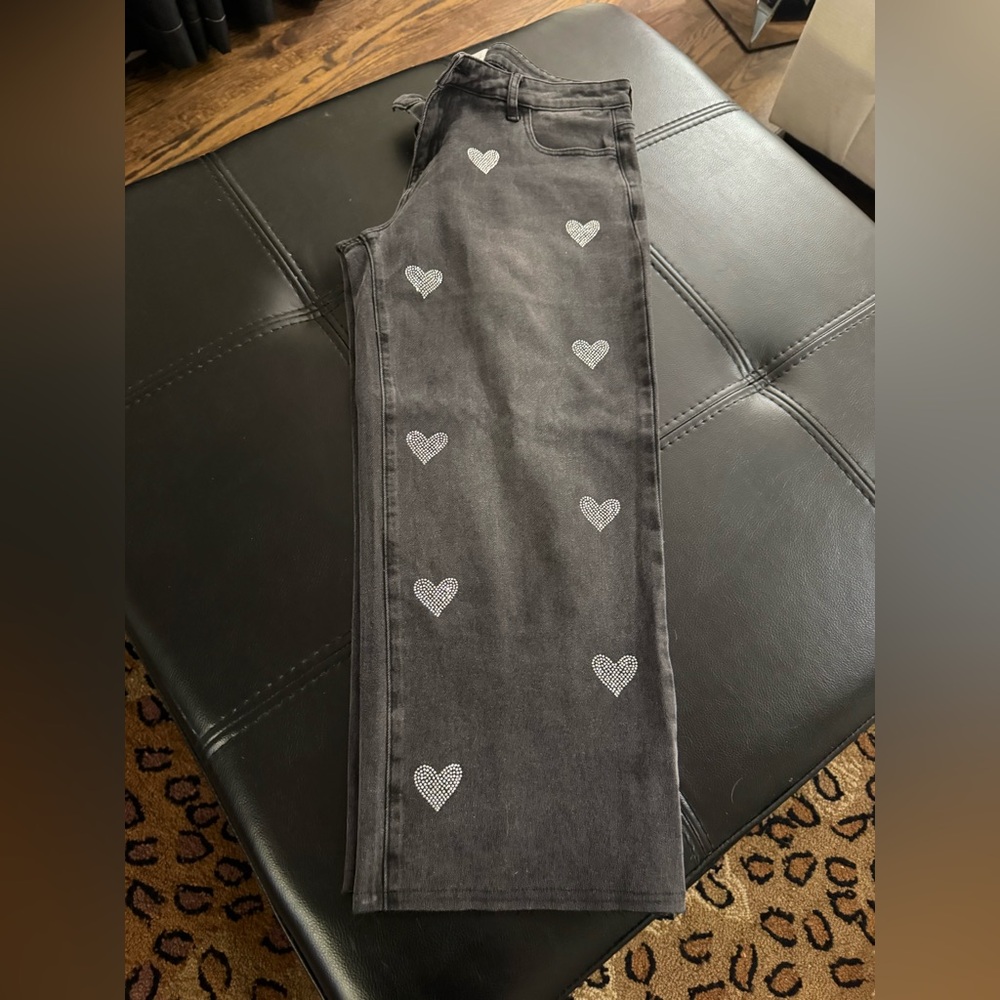 Poppy and Grace Black Heart-Embellished Women’s Jeans